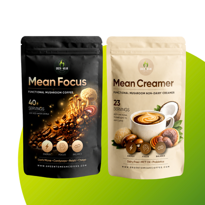 Mean Focus + Mean Creamer Mushroom Coffee Bundle | Green To Mean Coffee