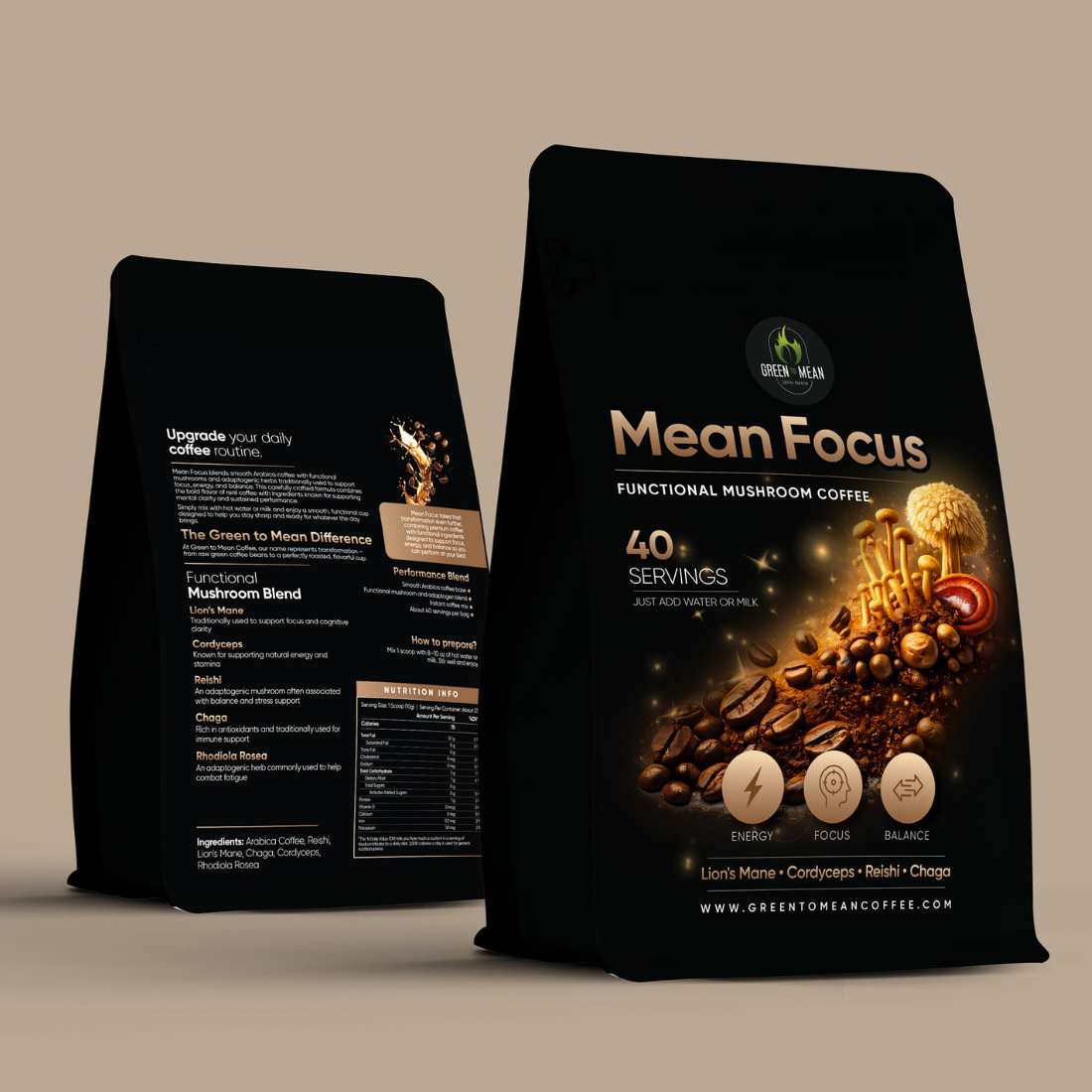 Mean Focus Mushroom Coffee - Green To Mean